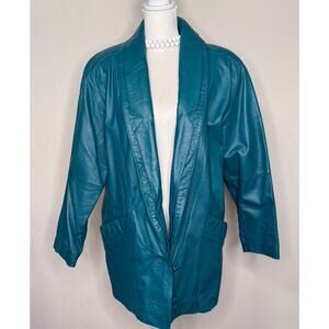 d'Linea Leather Jacket  Womens Vintage Size X-Small Oversized Made In Korea